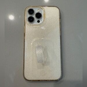 Loopy Case for iPhone 13 Pro Max. Clear Sparkle Silver